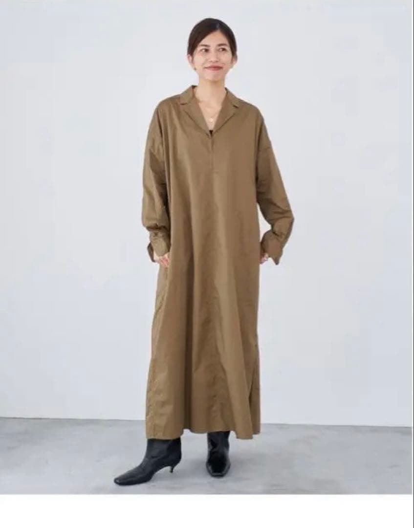 イエナ　ハイカウントツイルシャツワンピース