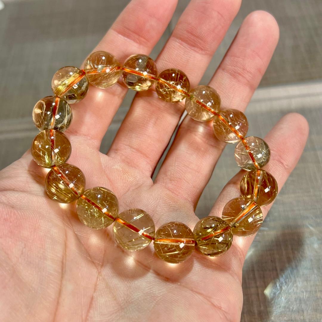 無着色の針　ゴールドルチルブレスレット　ルチルクォーツ　9-12