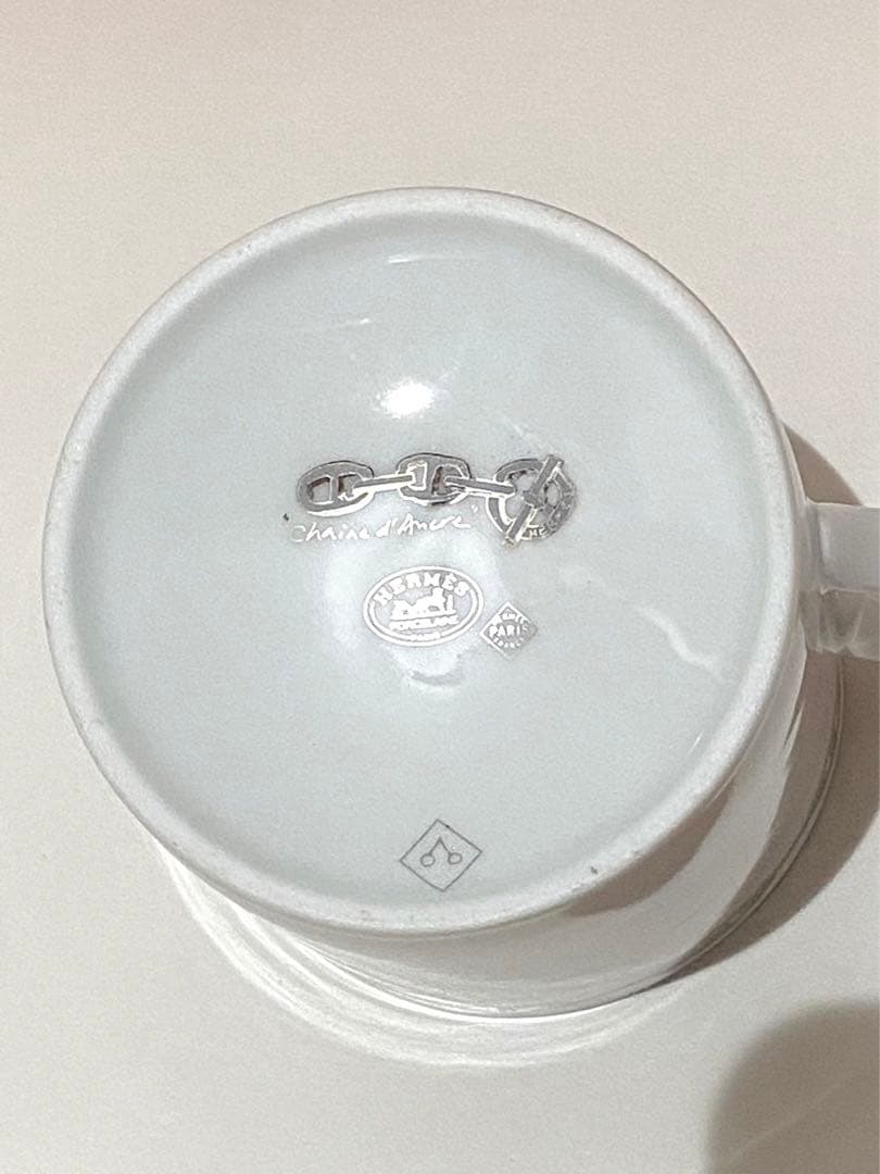 エルメスマグカップ シェーヌダンクル プラチナ&ブルー