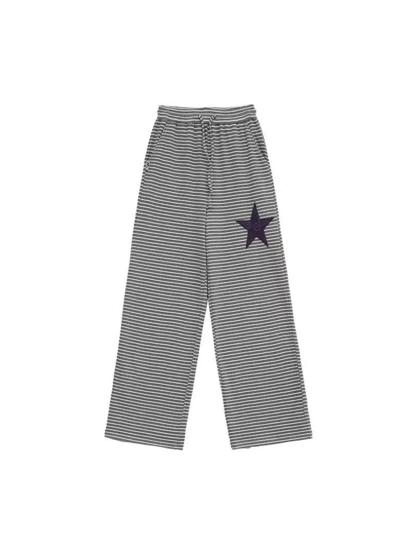 即購可FUZZYKON 星柄　カジュアル　ズボン　綿パン　縞　y2k 00s