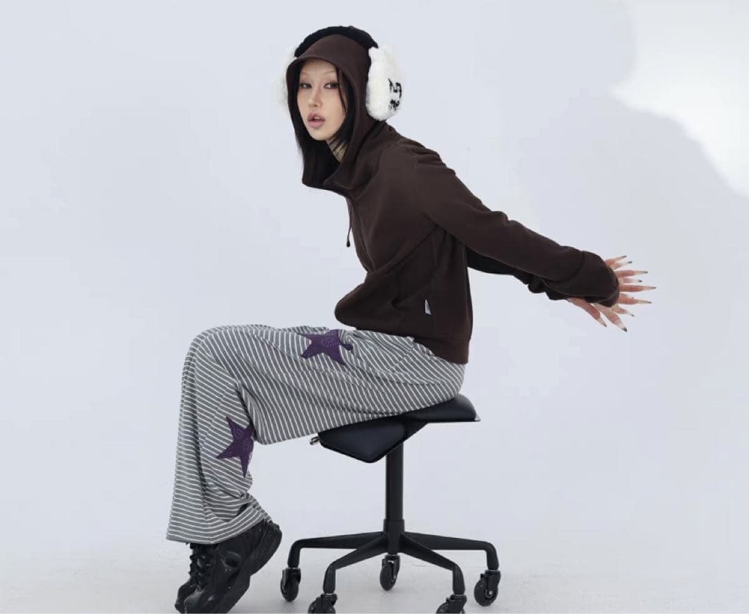 即購可FUZZYKON 星柄　カジュアル　ズボン　綿パン　縞　y2k 00s