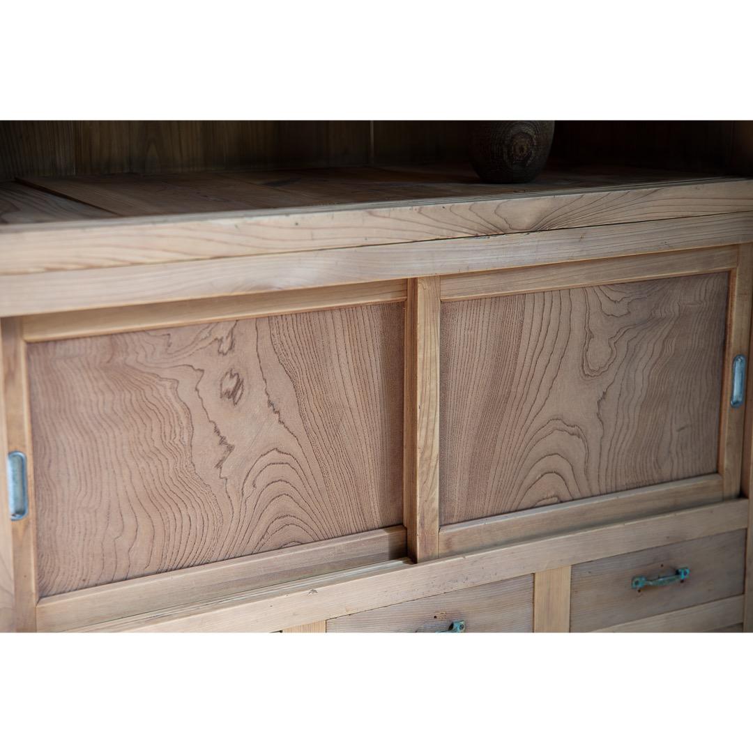 木製戸棚 古家具 2段重ね 収納棚 食器棚 幅890奥410高1210 送料込