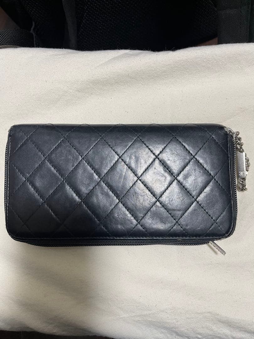 CHANEL ネイビー キルティング 長財布