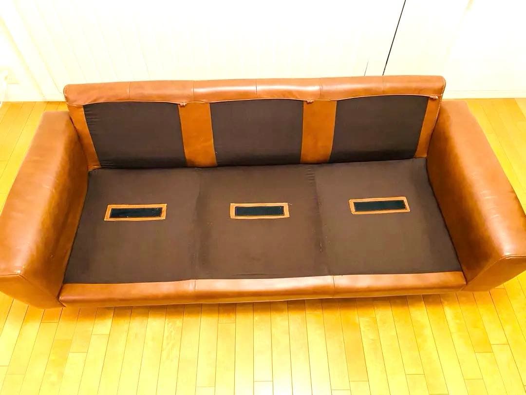 ✨引越し整理品✨【ウニコ】MOLN レザーソファー 3人掛け ダークブラウン