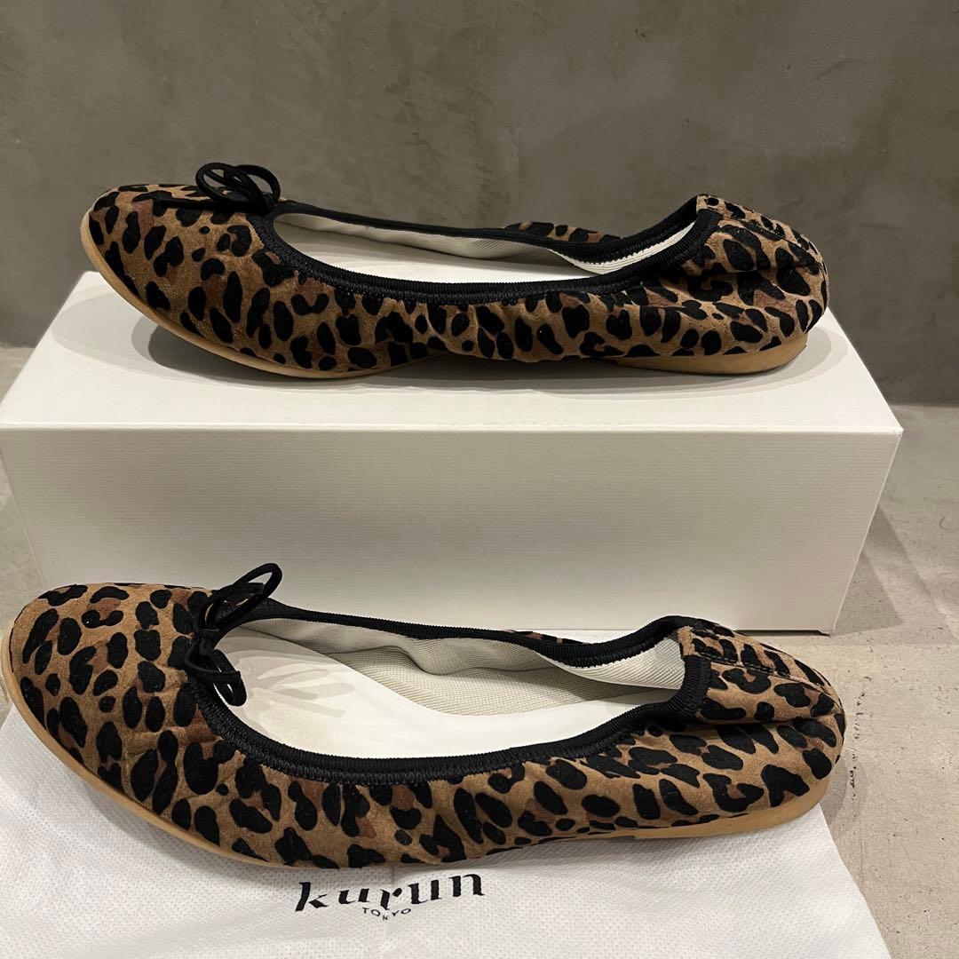 【美品】kurun TOKYO クルントウキョウ25レオパードブラウン　バレエ