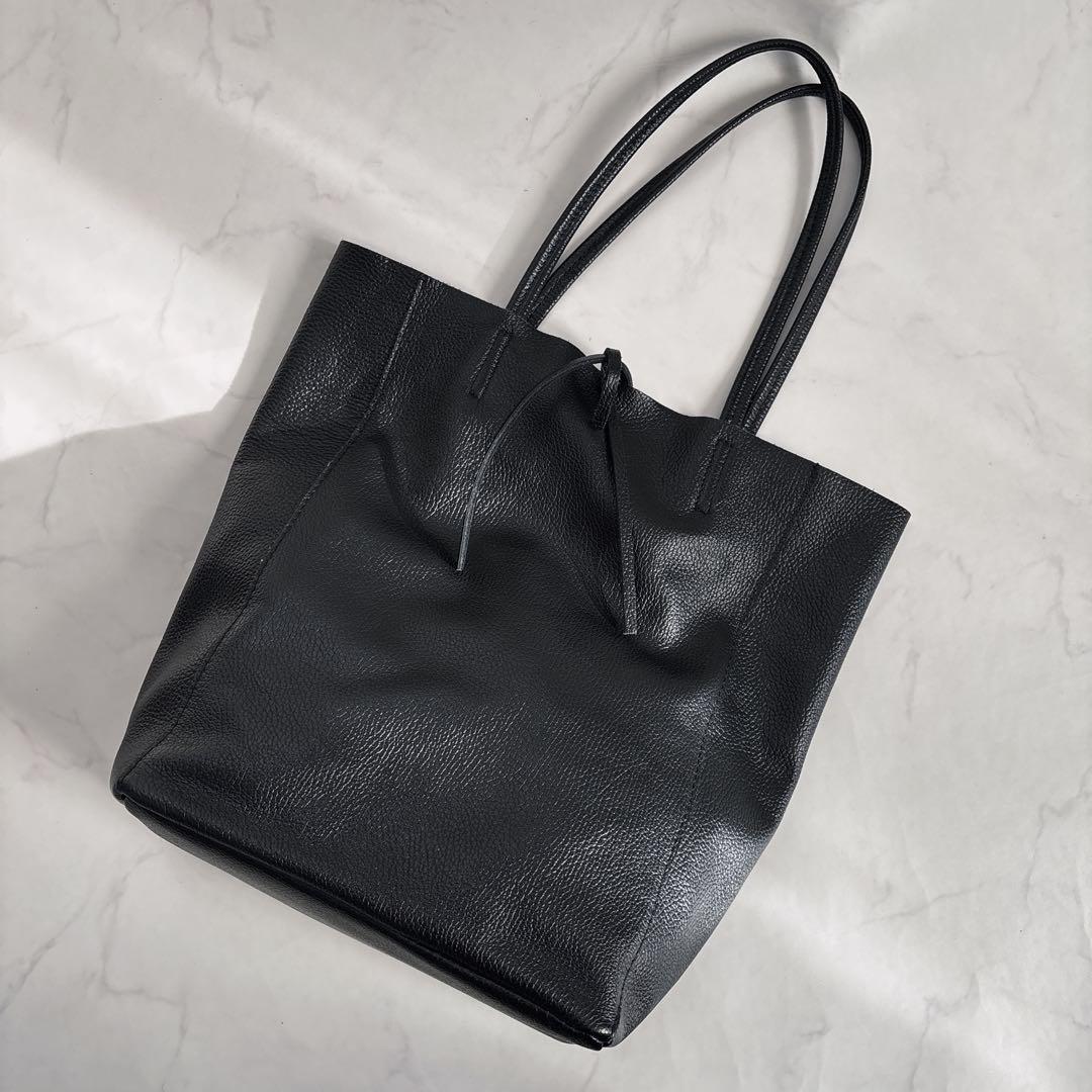 極美品♡Marlon レザートートバッグ　イタリア製　ブラック　A4　黒