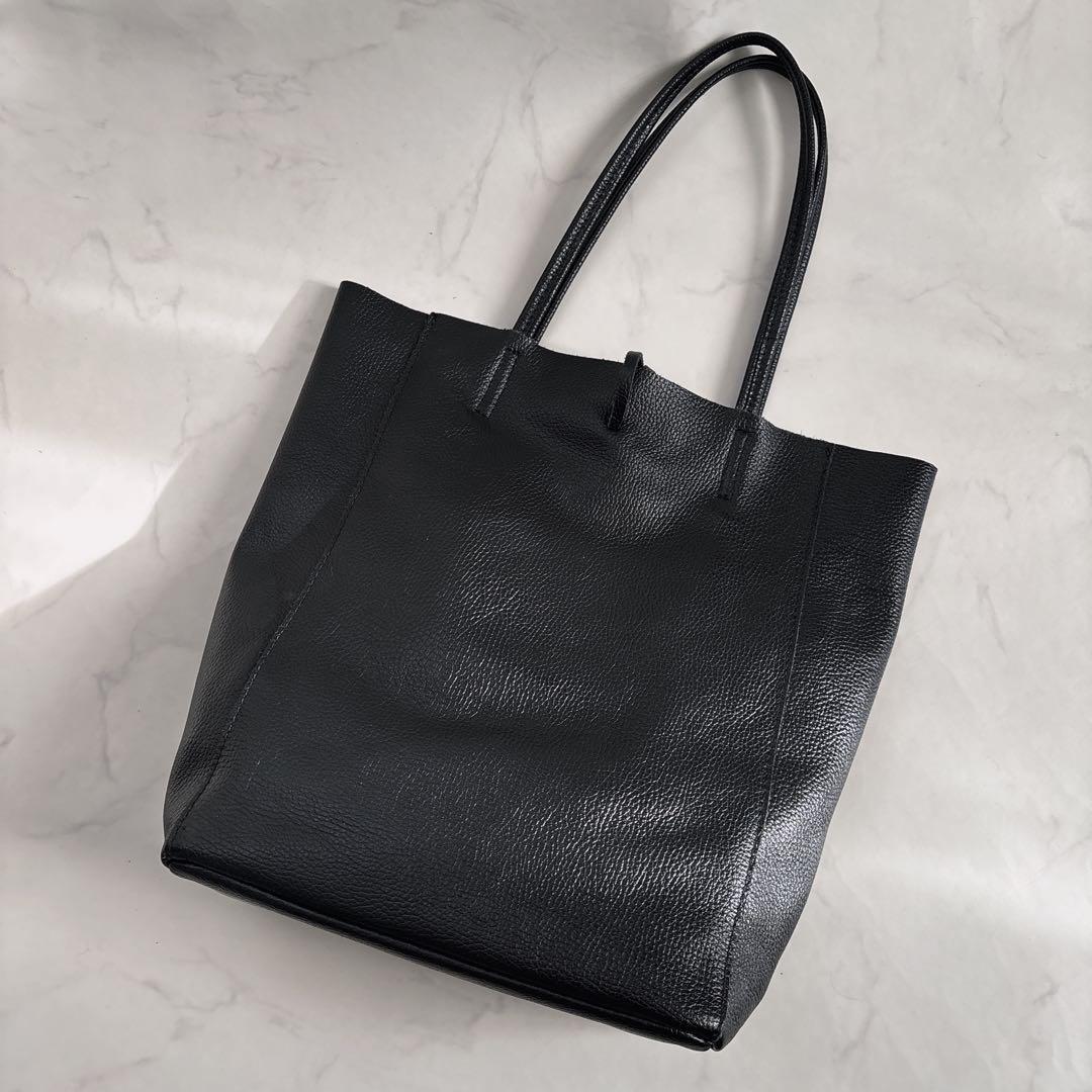 極美品♡Marlon レザートートバッグ　イタリア製　ブラック　A4　黒