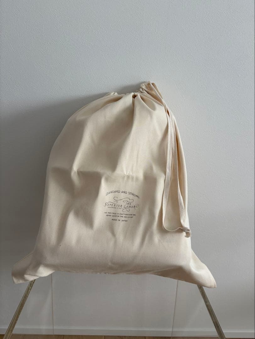 the superior laborホワイトキャンバスリュック