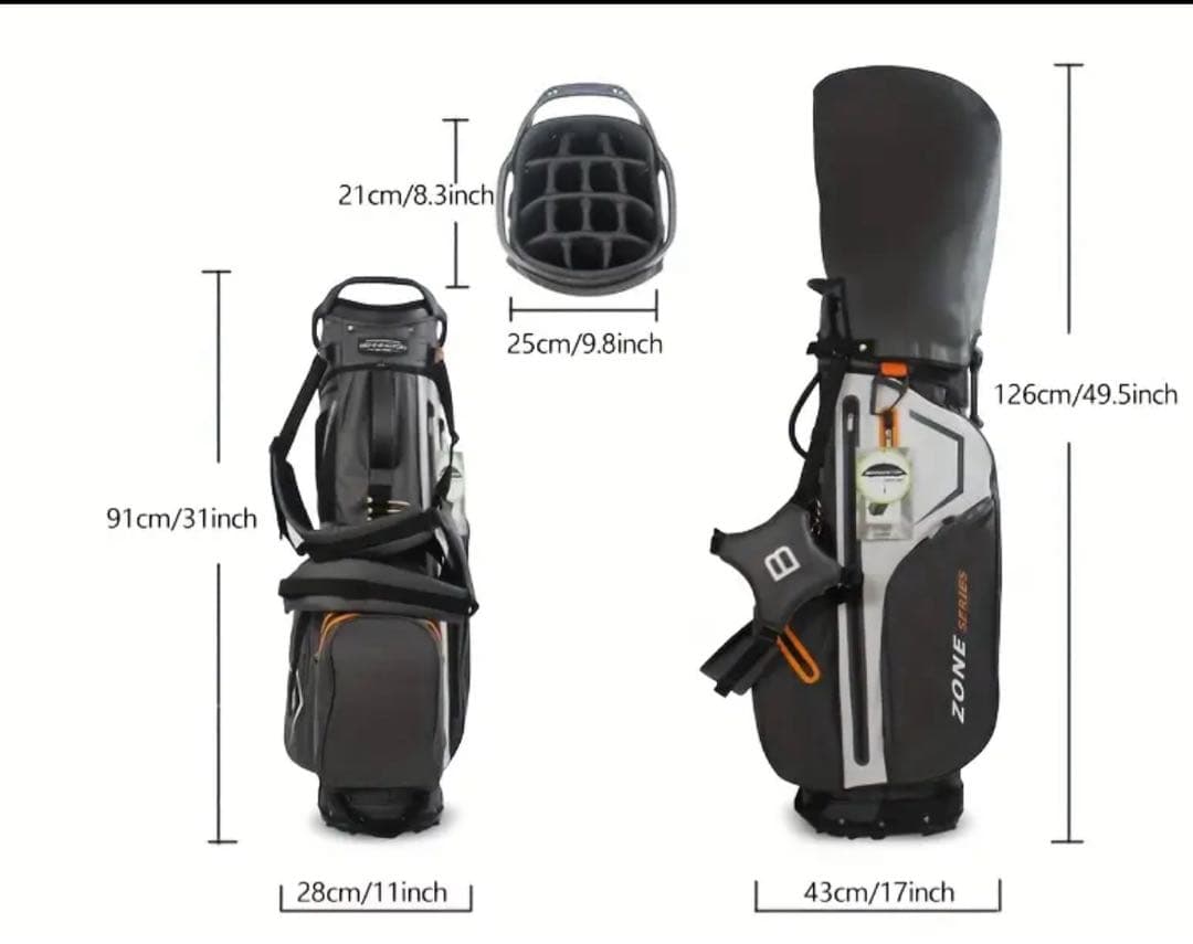 ベニントン　スタンドキャディバッグ　新品　ゴルフバッグ　キャディバッグ　グレー