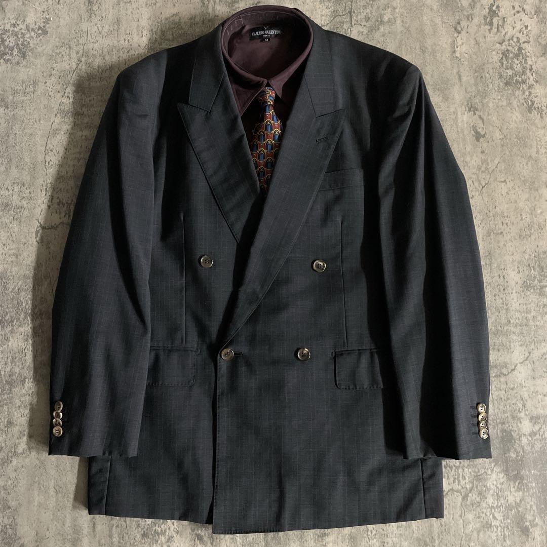 極美品 FENDI ネクタイ × イタリア製 極上ウール ダブルスーツ XL