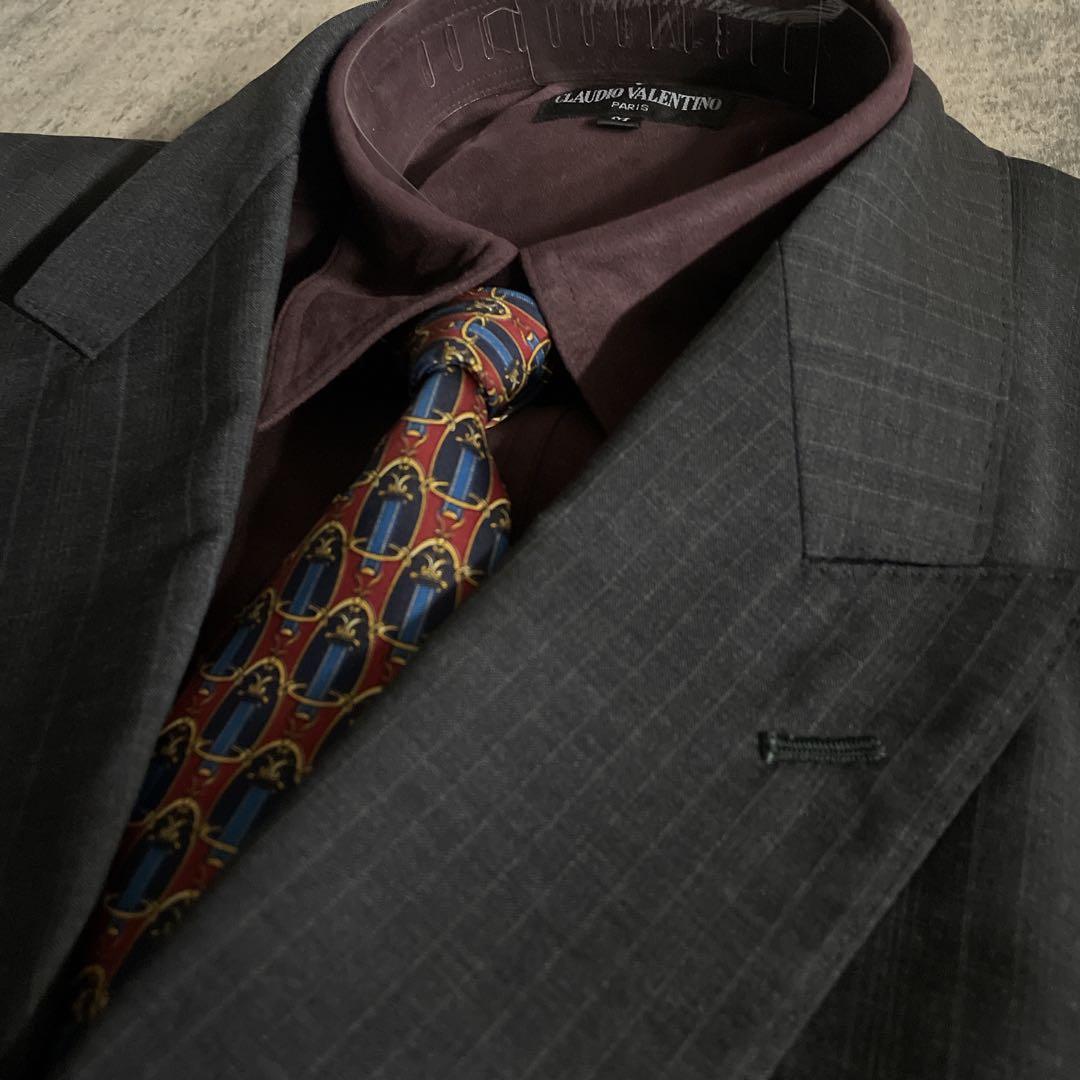 極美品 FENDI ネクタイ × イタリア製 極上ウール ダブルスーツ XL