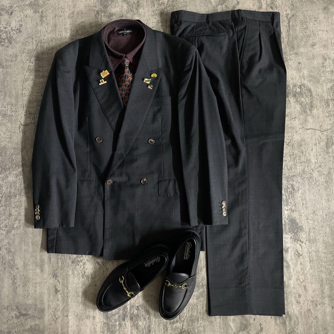 極美品 FENDI ネクタイ × イタリア製 極上ウール ダブルスーツ XL