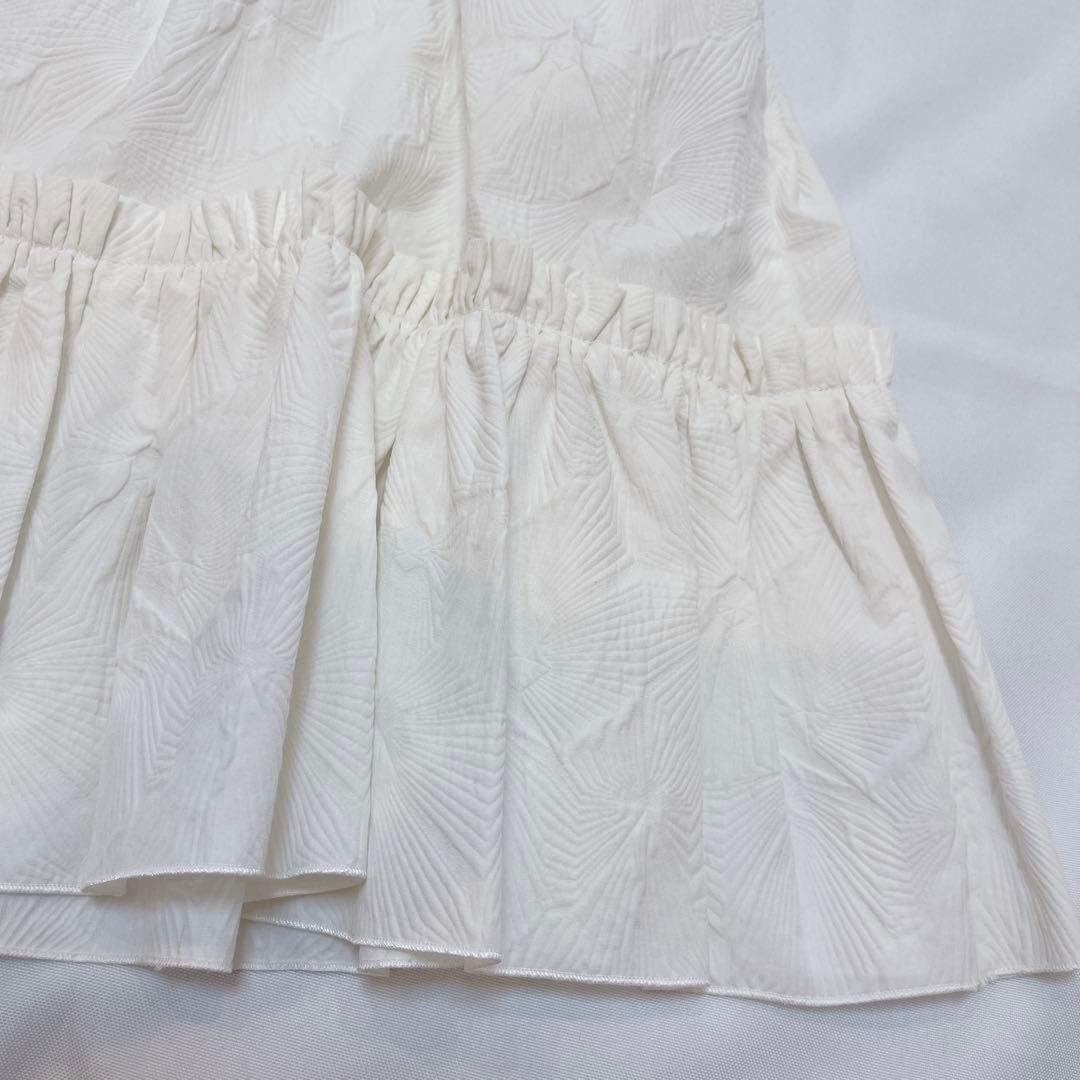 極美品✨ROCHAS ジャガード ノースリーブチュニック シアー リボン 42