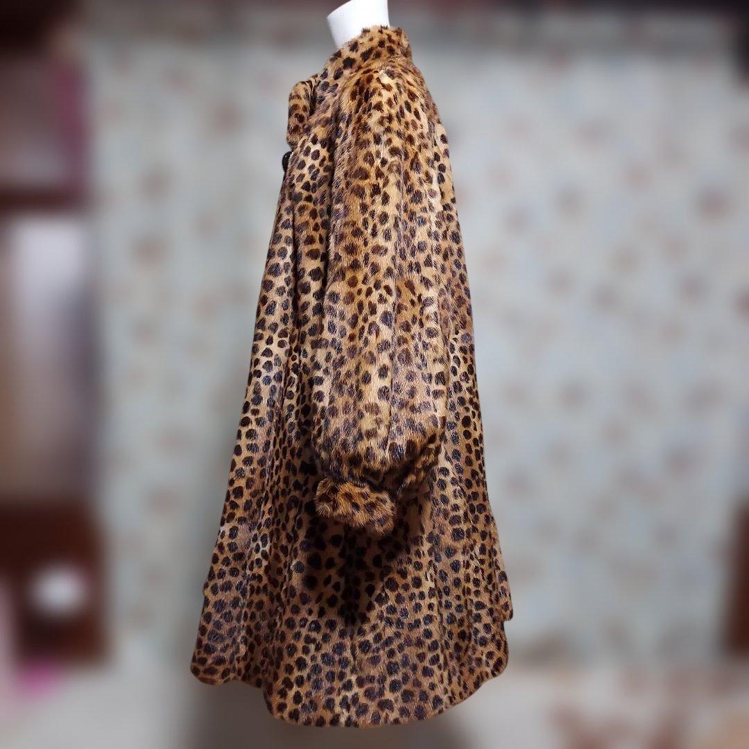 ミンクファー プリントAラインフレアロングコート