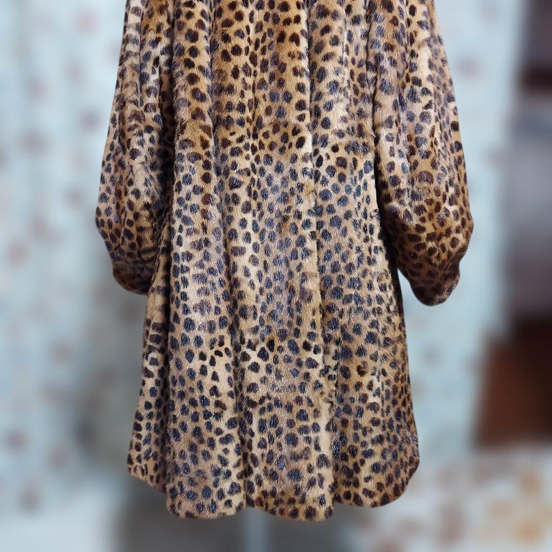 ミンクファー プリントAラインフレアロングコート