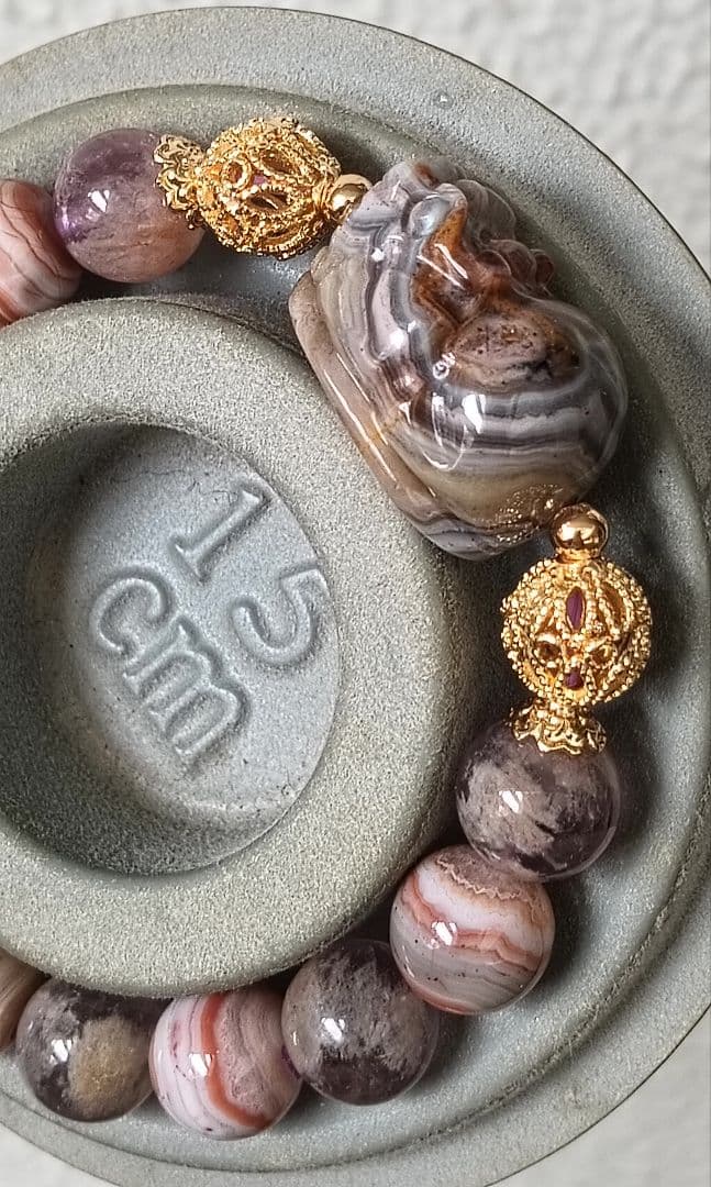 専用ページ2点❤超個性的なシマシマ柄のレースアゲート貔貅、ガーデンアメジスト