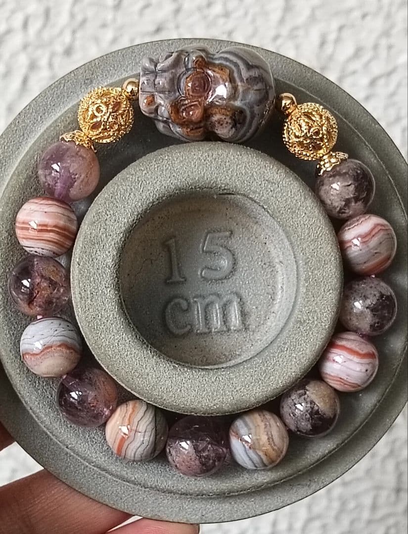 専用ページ2点❤超個性的なシマシマ柄のレースアゲート貔貅、ガーデンアメジスト