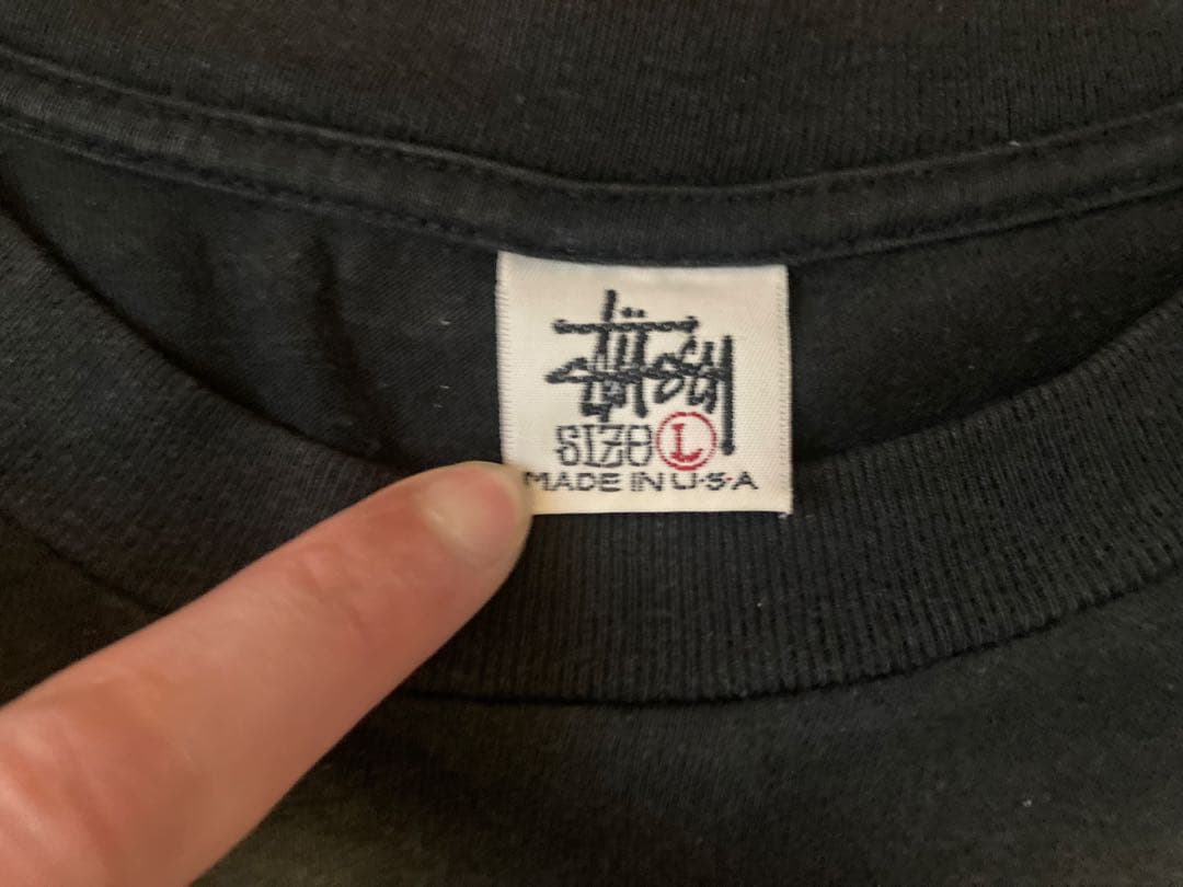 90s Stussy ブラック Ｌ　長袖カットソー USA製　白タグ old