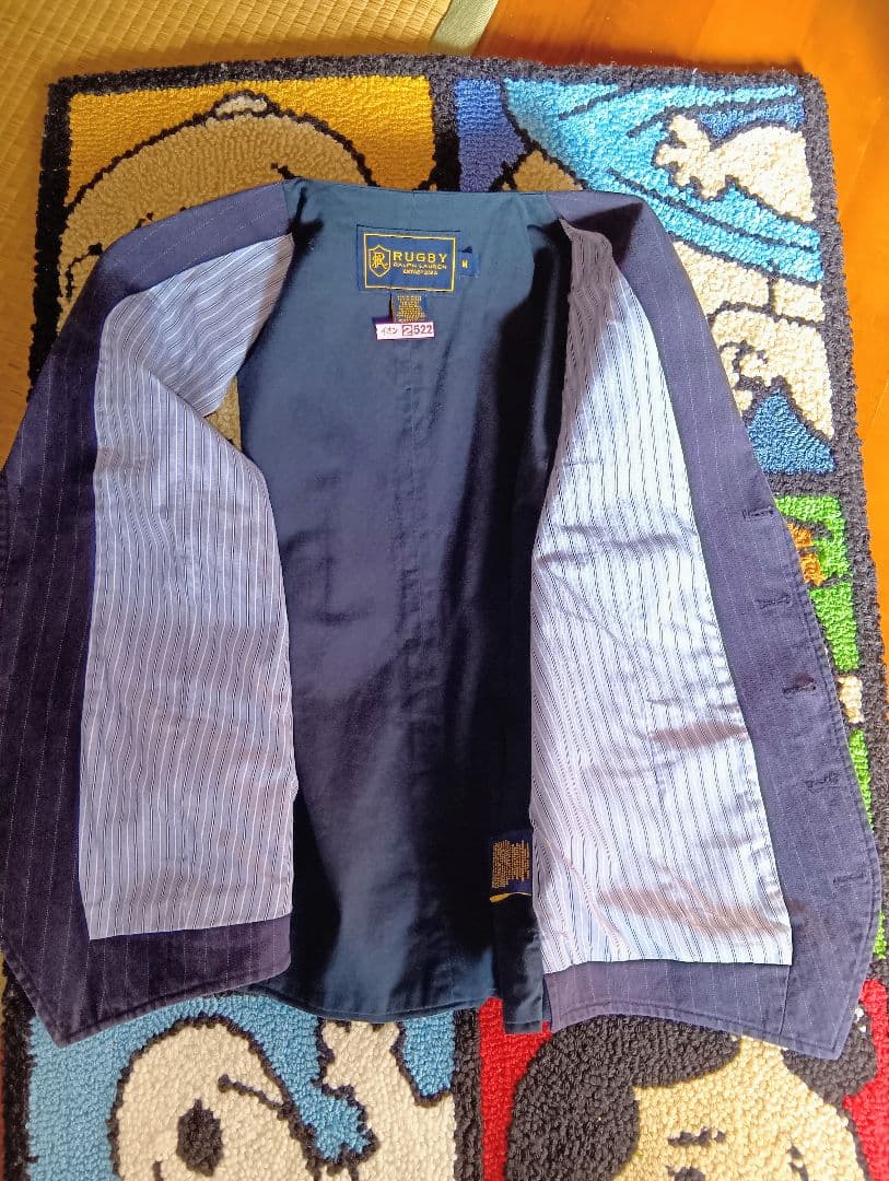 ラルフローレンRUGBY ネイビー ストライプ テーラードジャケットベスト