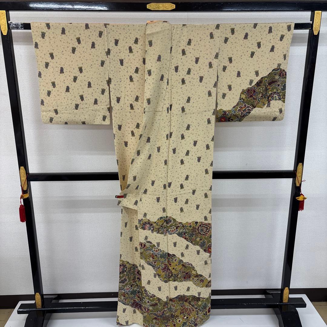 M*i様 付下げ 小紋付下げ ペイズリーの更紗 染め 正絹 AK-6109