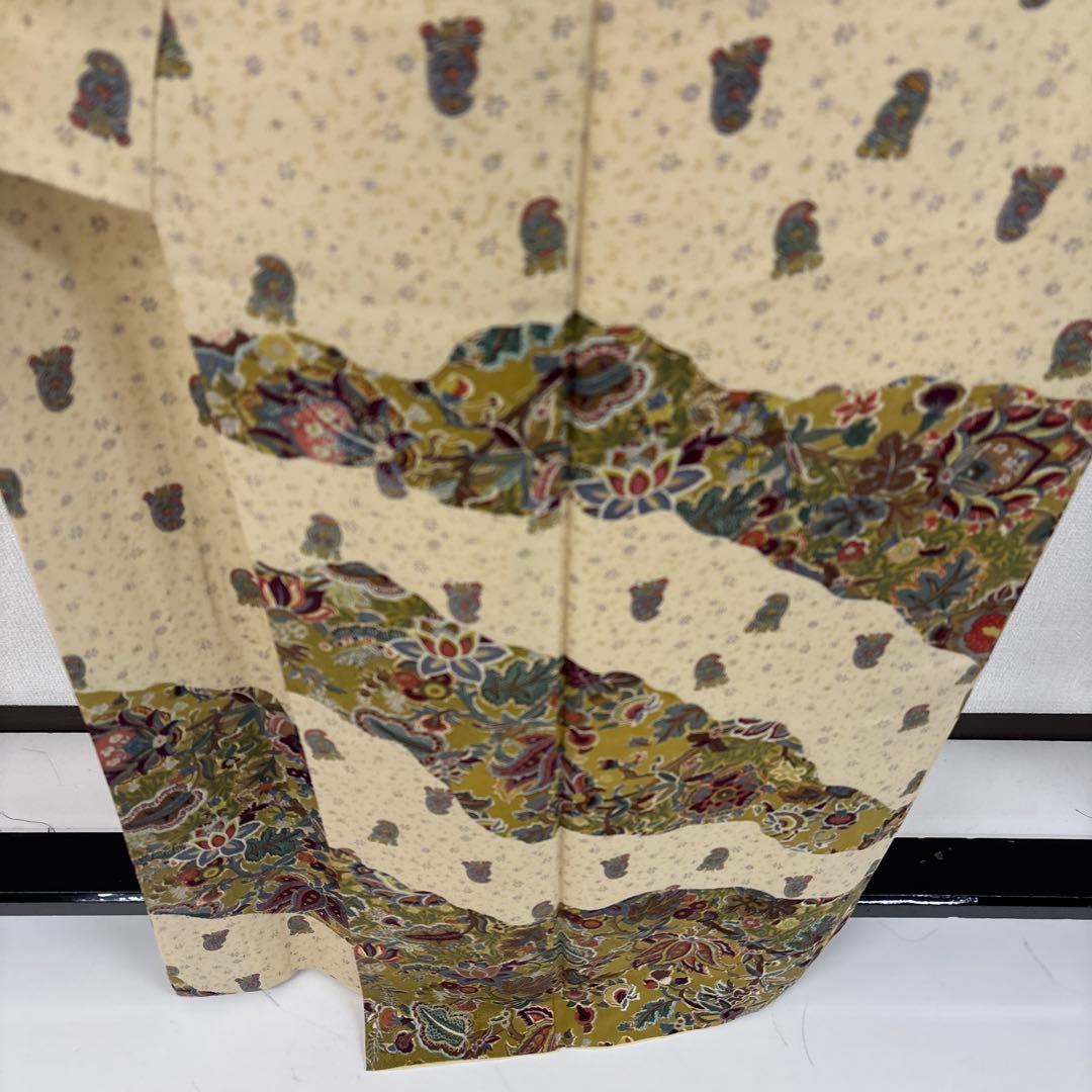 M*i様 付下げ 小紋付下げ ペイズリーの更紗 染め 正絹 AK-6109