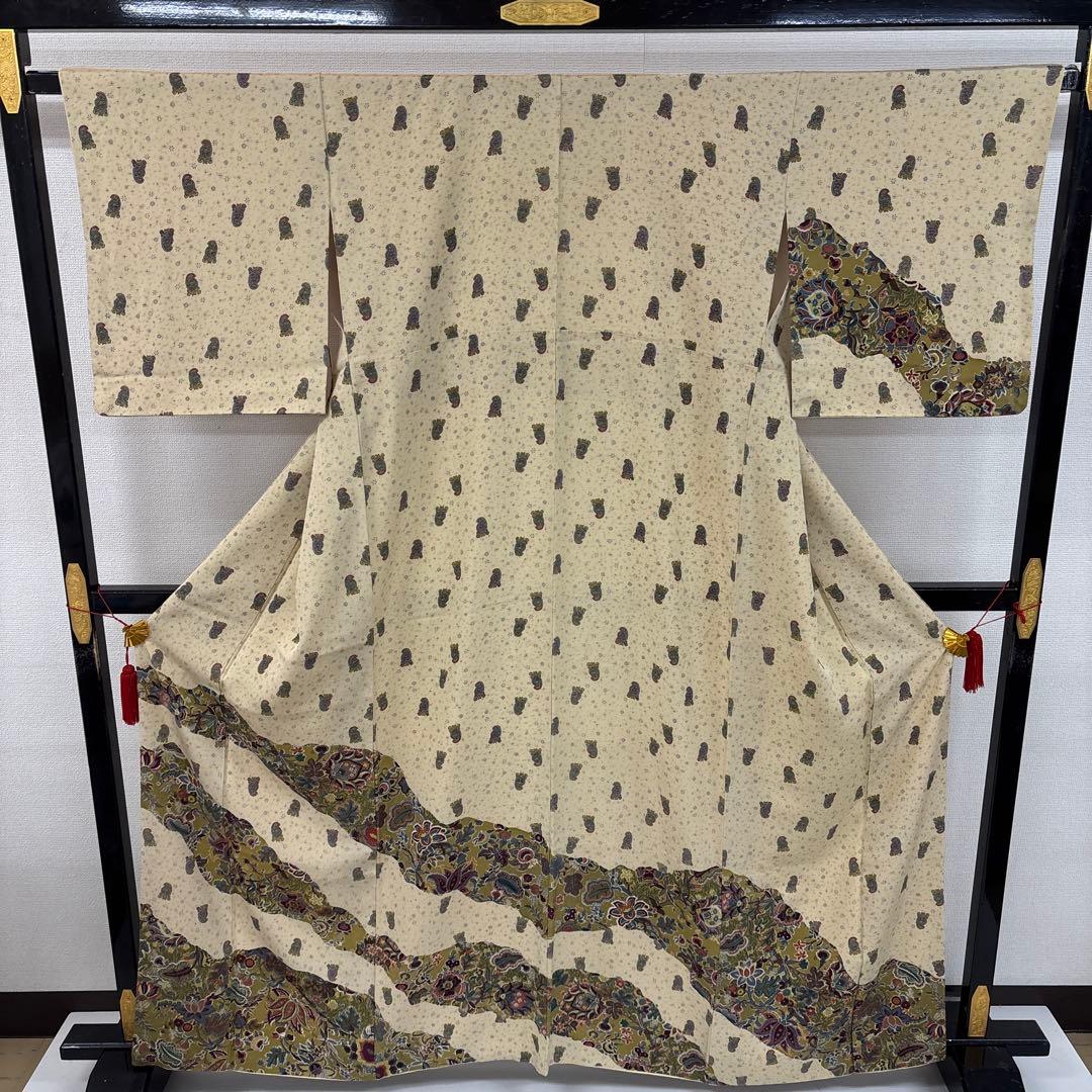 M*i様 付下げ 小紋付下げ ペイズリーの更紗 染め 正絹 AK-6109