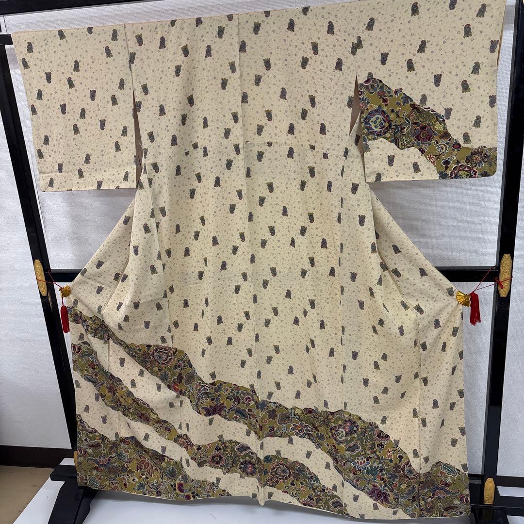 M*i様 付下げ 小紋付下げ ペイズリーの更紗 染め 正絹 AK-6109