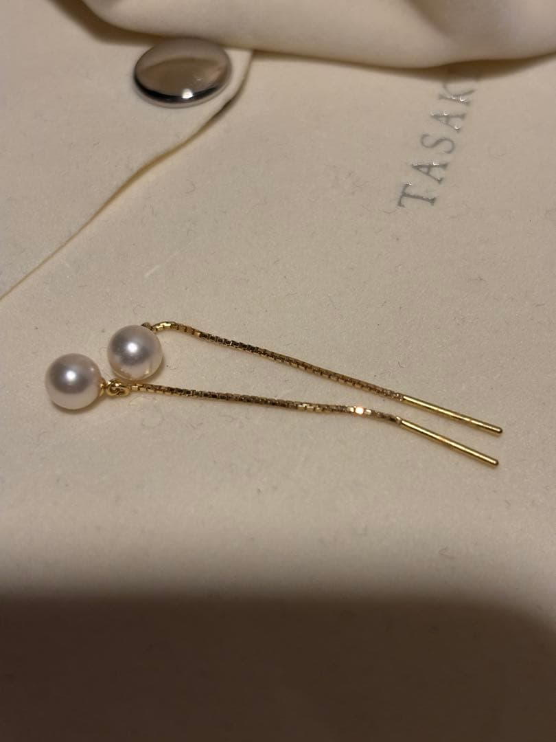 TASAKI パール付きゴールドチェーンピアス