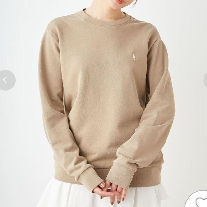 試着のみ ポロラルフローレン スエット トレーナー ベージュ ブラウンポニー M