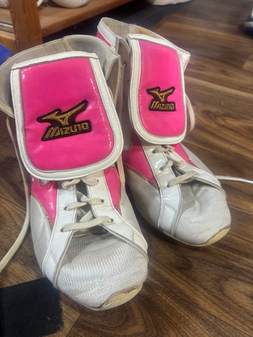 Mizuno ボクシングシューズ ホワイト/ピンク エナメル