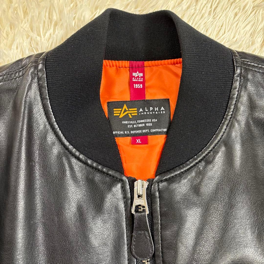 ✨美品✨ 希少XL アルファ MA-1 合皮レザージャケット ALPHA