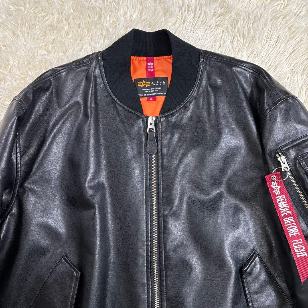 ✨美品✨ 希少XL アルファ MA-1 合皮レザージャケット ALPHA