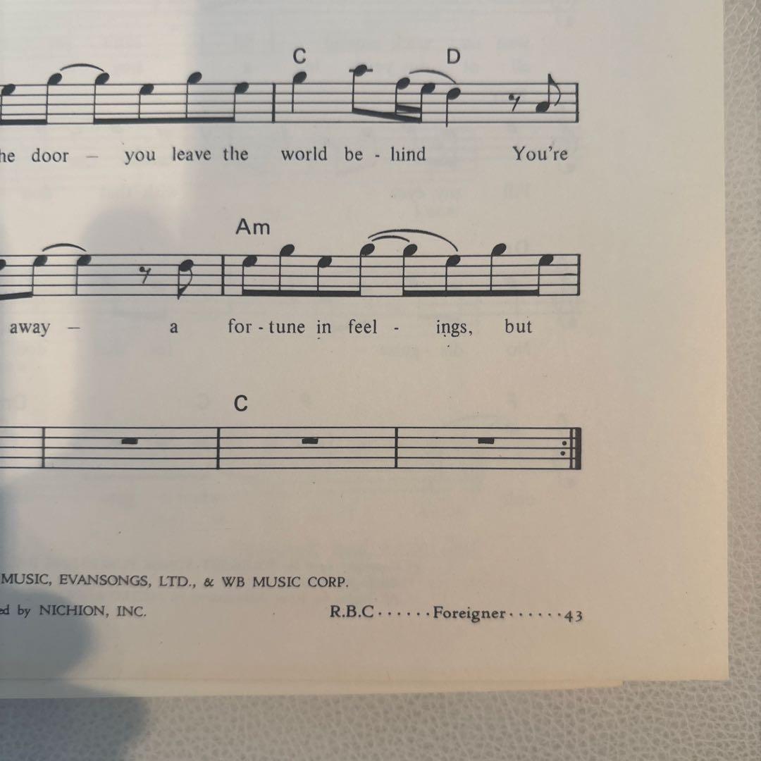 楽譜　フォリナー/FOREIGNER/ロックベストヒットコピータブ譜バンドスコア