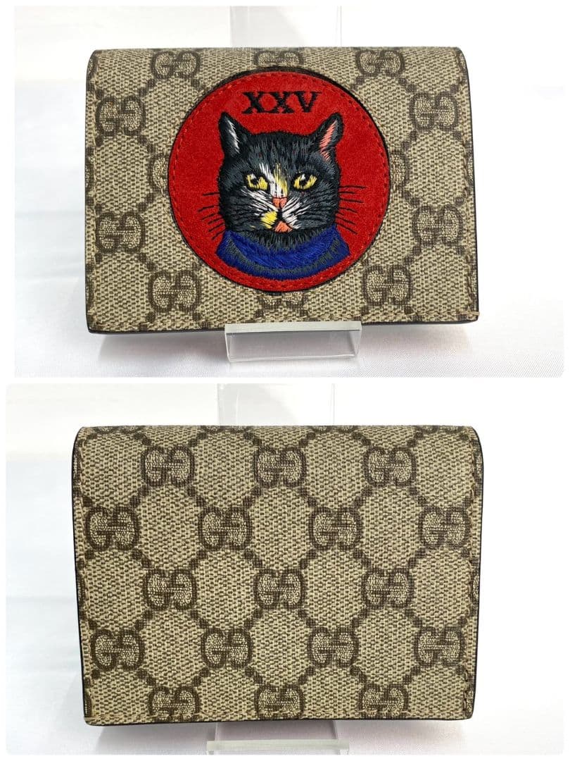 ✨️展示品✨️ GUCCI GGスプリーム ミスティックキャット 二つ折り財布