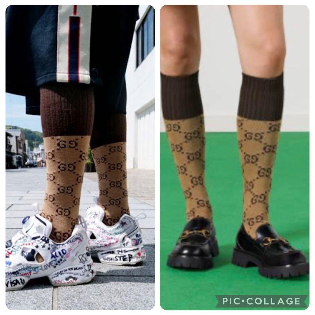 グッチ GGパターン コットンブレンド Mサイズ ソックス 07100.61