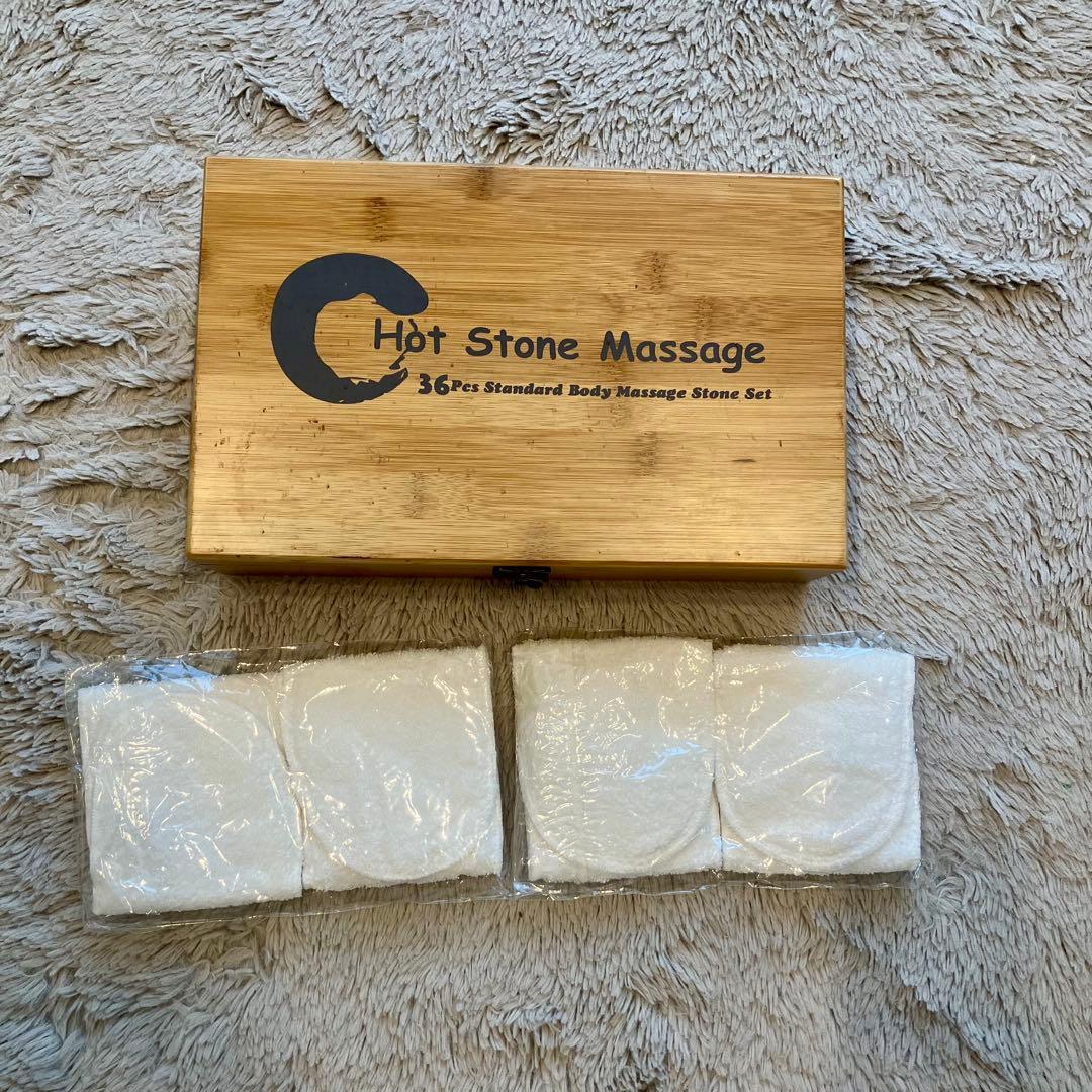 ホットストーンストーンウォーマーマッサージセット 35個エステオイルアロマ