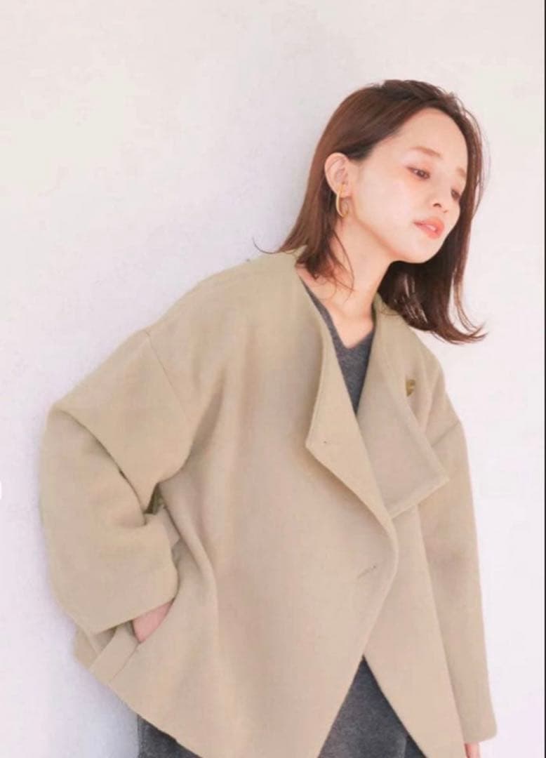 田中亜希子さんコラボCOHINA　コヒナ　ノーカラーショートコート ショート