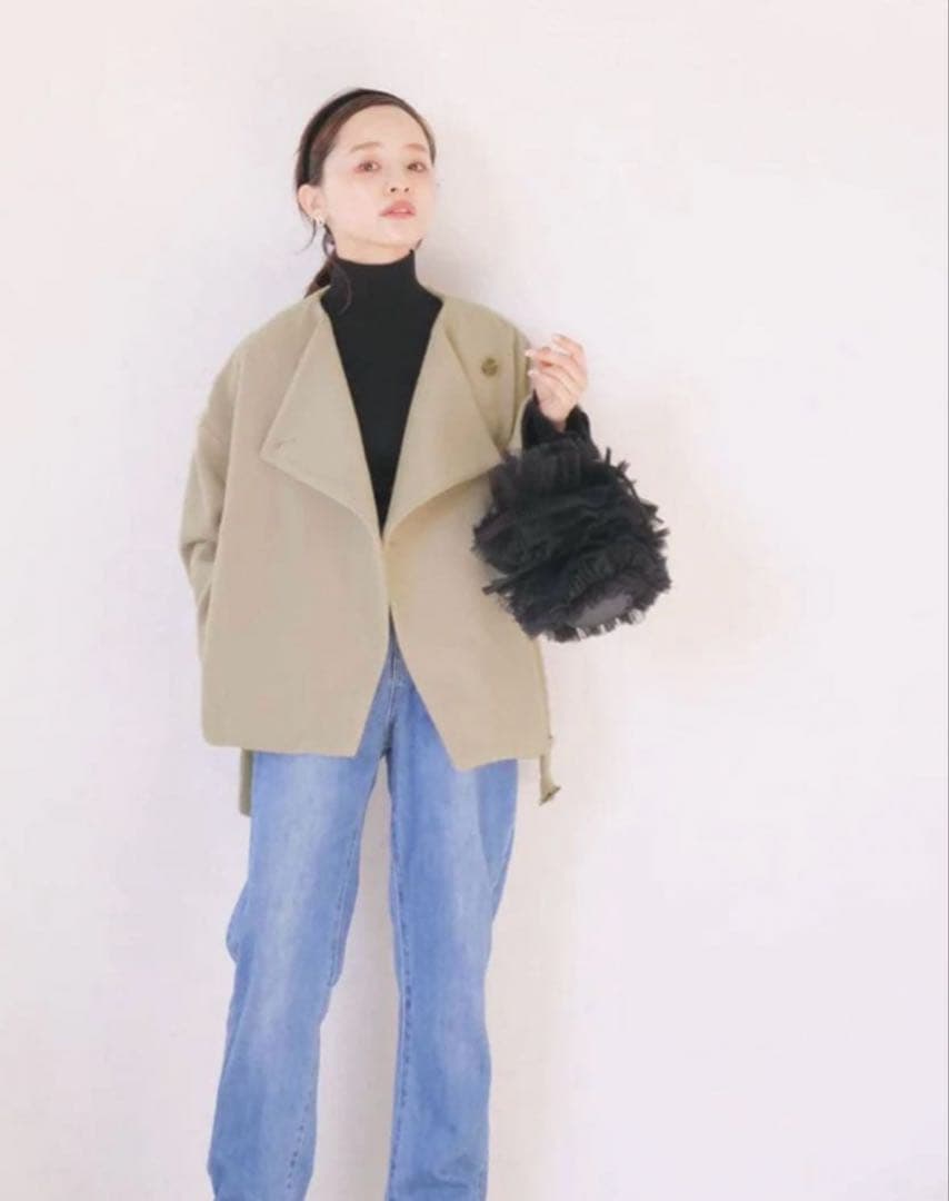 田中亜希子さんコラボCOHINA　コヒナ　ノーカラーショートコート ショート