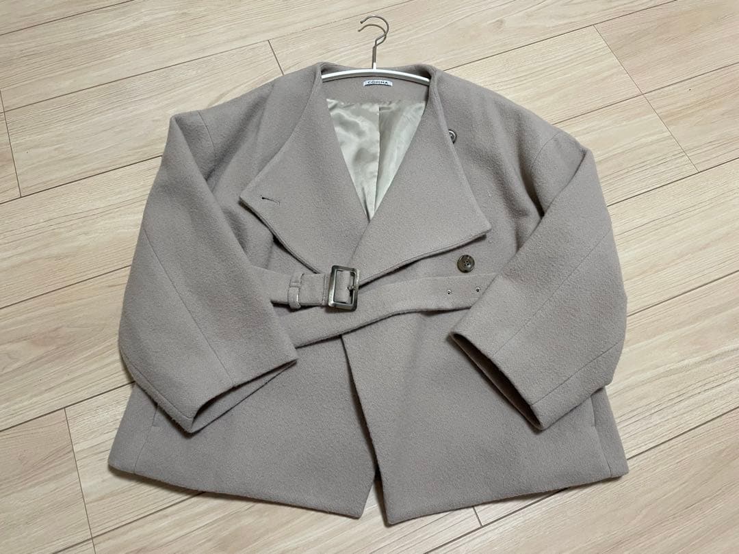 田中亜希子さんコラボCOHINA　コヒナ　ノーカラーショートコート ショート