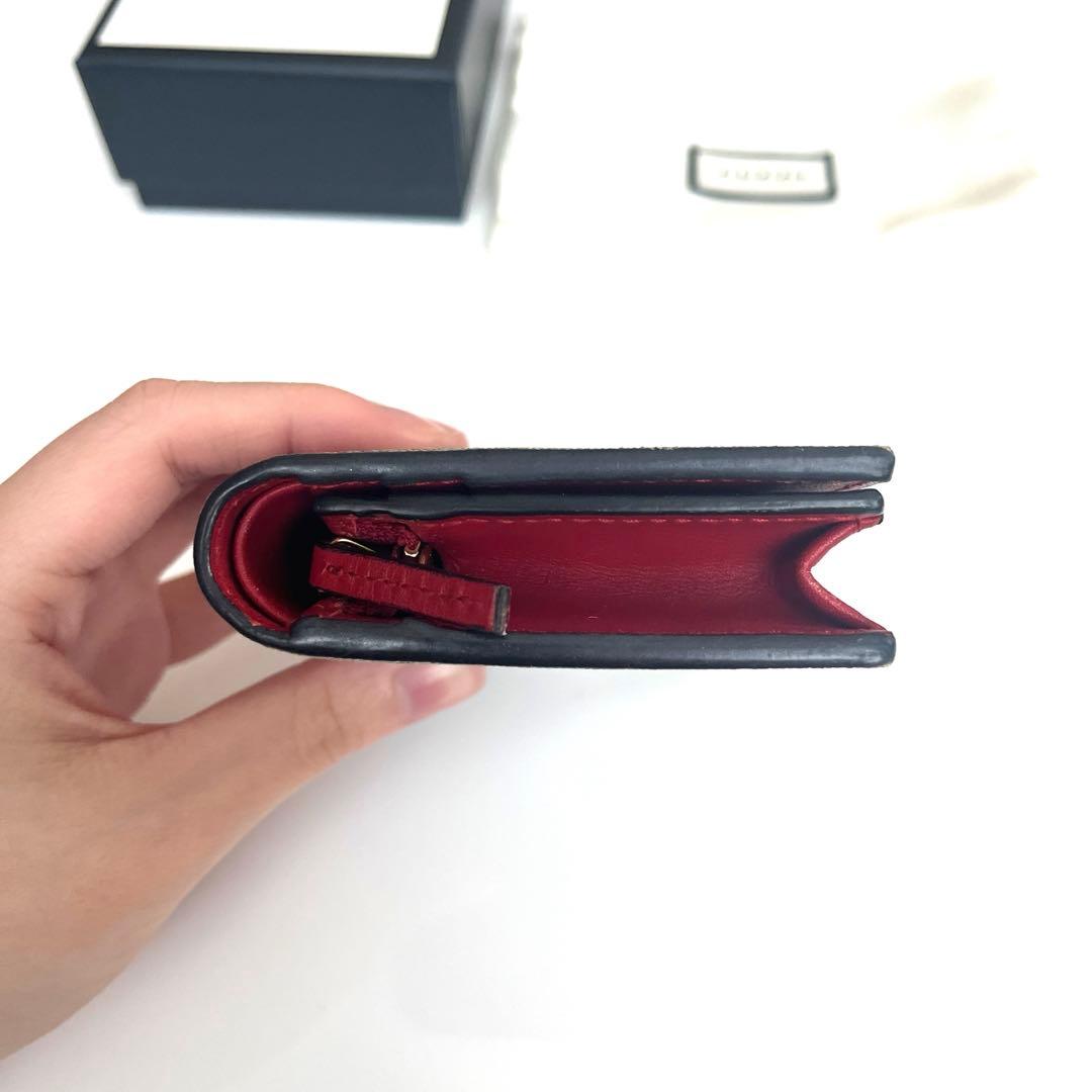 GUCCI GGスプリームミスティックキャット 折りたたみ財布二つ折り猫箱袋付き