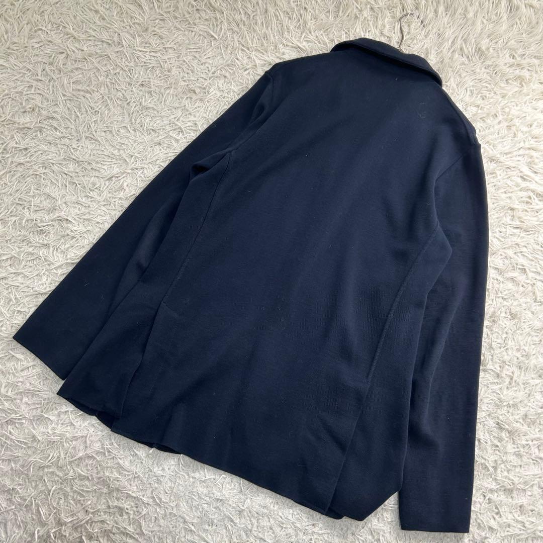 16607✨ラルディーニ コットンミラノリブニットジャケット L ネイビー