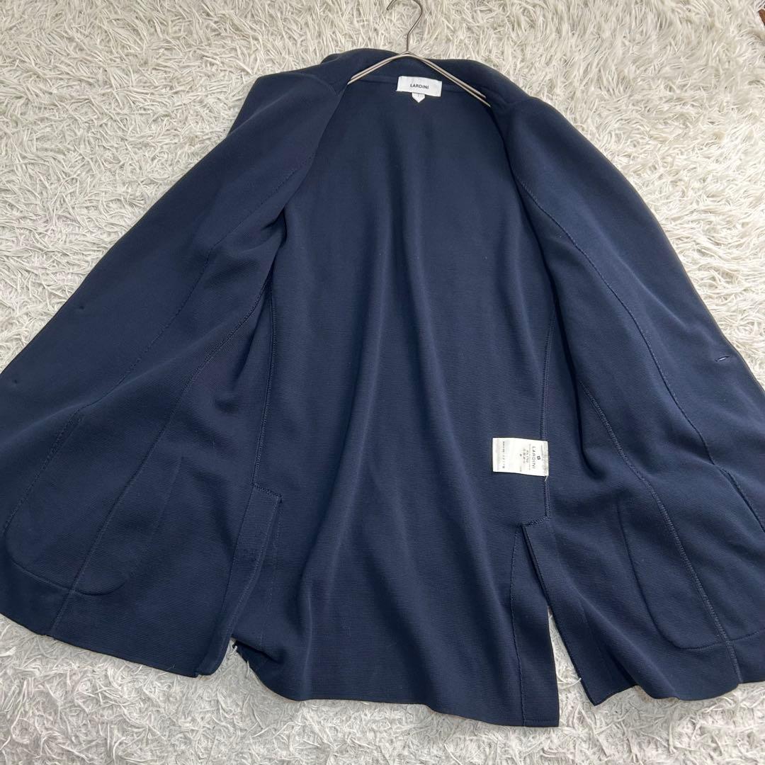 16607✨ラルディーニ コットンミラノリブニットジャケット L ネイビー
