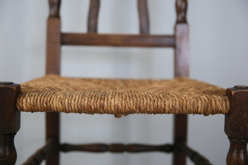 フランスアンティーク木製ダイニングチェア/ラッシュシートイス(90-43-4)
