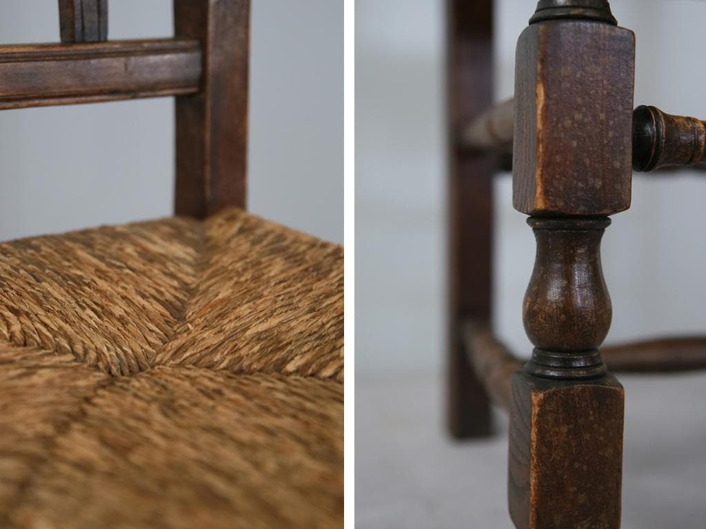 フランスアンティーク木製ダイニングチェア/ラッシュシートイス(90-43-4)