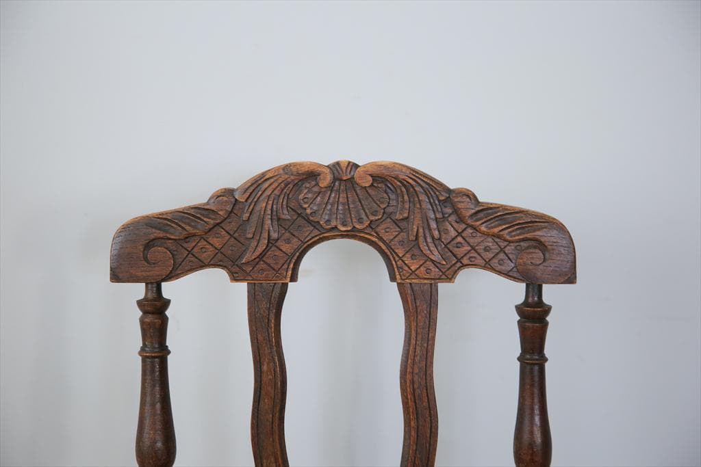 フランスアンティーク木製ダイニングチェア/ラッシュシートイス(90-43-4)