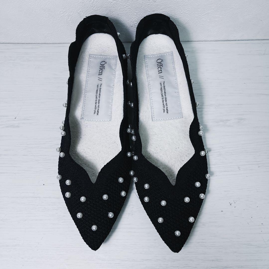 オッフェン öffen 25㎝ パール フラットシューズ ポインテッドトゥ