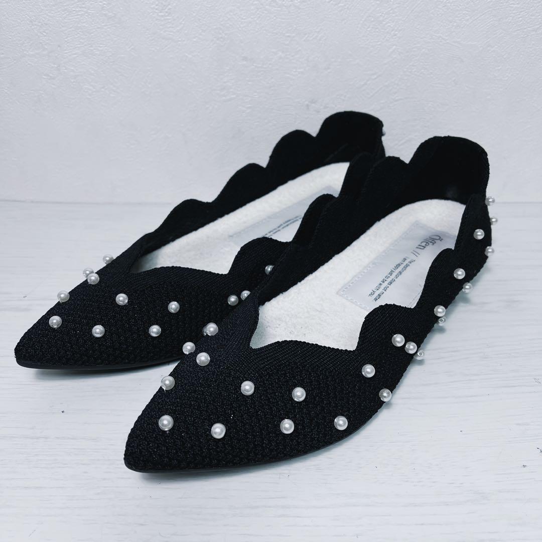 オッフェン öffen 25㎝ パール フラットシューズ ポインテッドトゥ