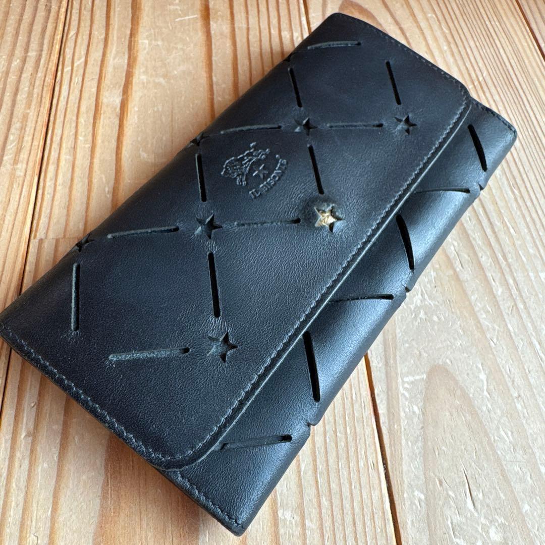 【レア＆極美品】IL BISONTE スターパンチングWフラップ 長財布☆