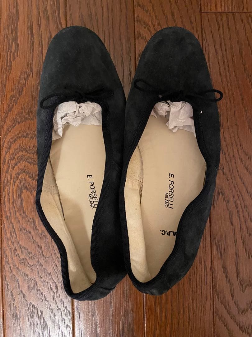 未使用 A.P.C. porselli バレエシューズ スウェード ネイビー