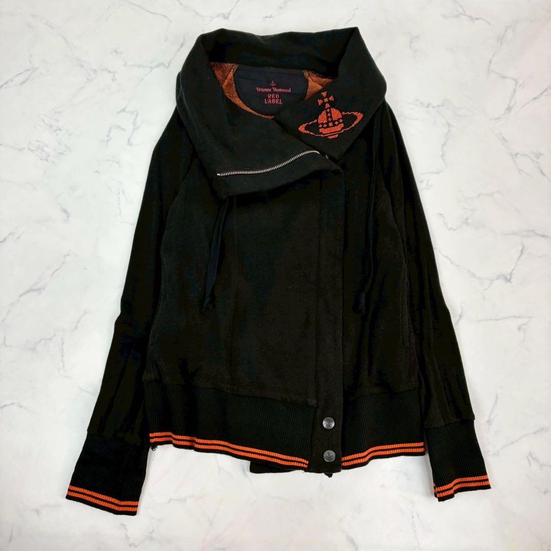 ヴィヴィアンウエストウッド　変形パーカー　オーブ刺繍　ビックカラー　ジップ